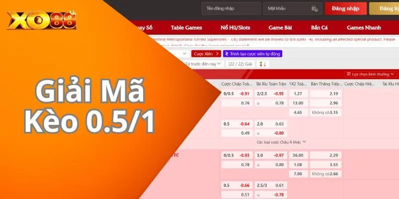 Ví dụ chi tiết về đặt cược 0.5/1